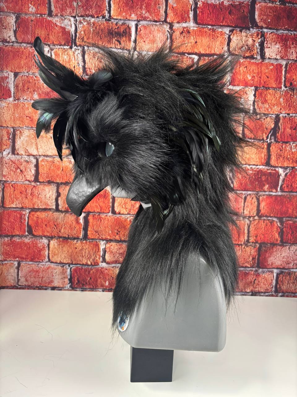 Therein/Bearskin LARP Mask & Tail Set - Blue Deer/Doe -  Crow/Raven