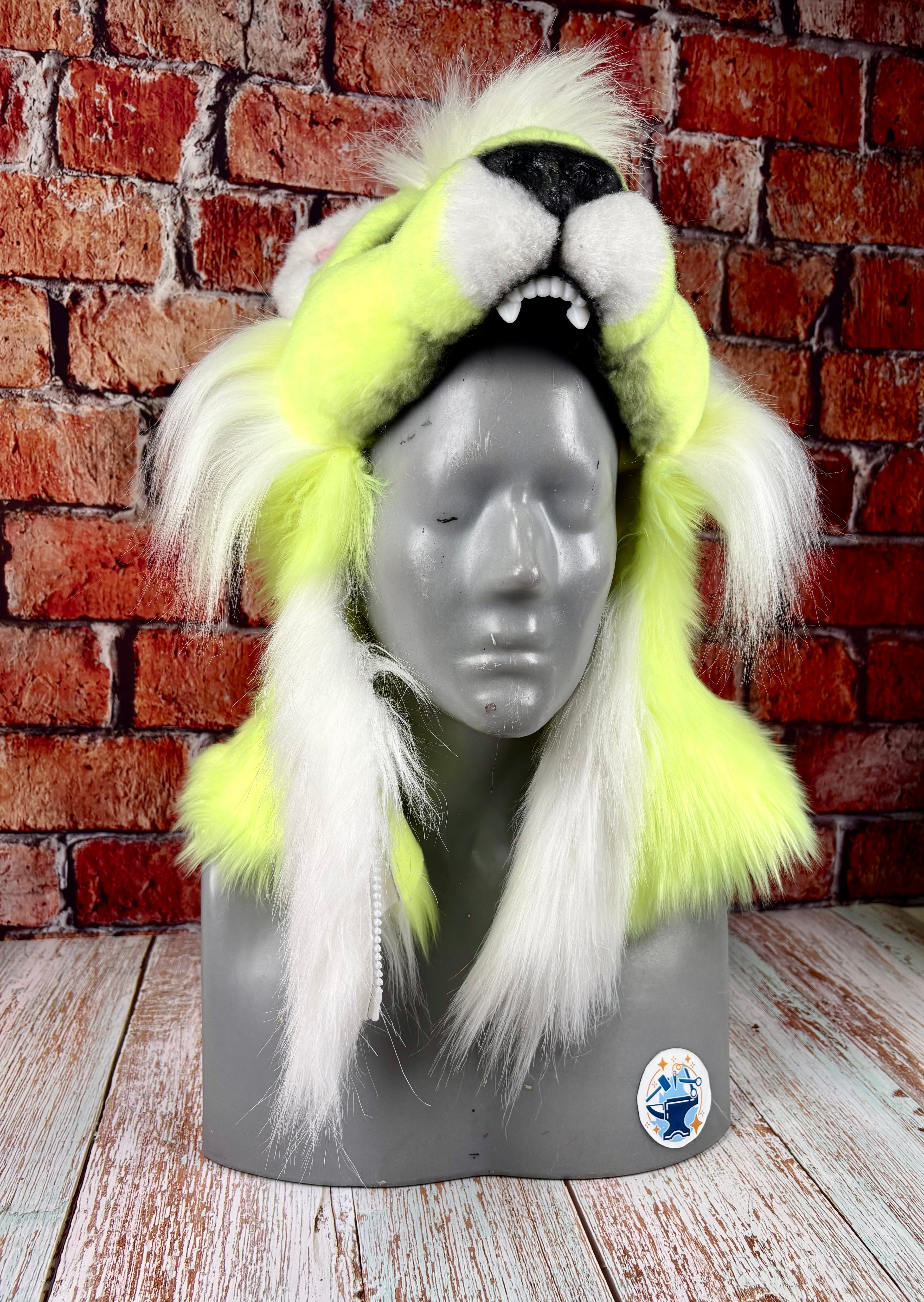 Therein/Bearskin LARP Mask & Tail Set - UV Yellow Cat