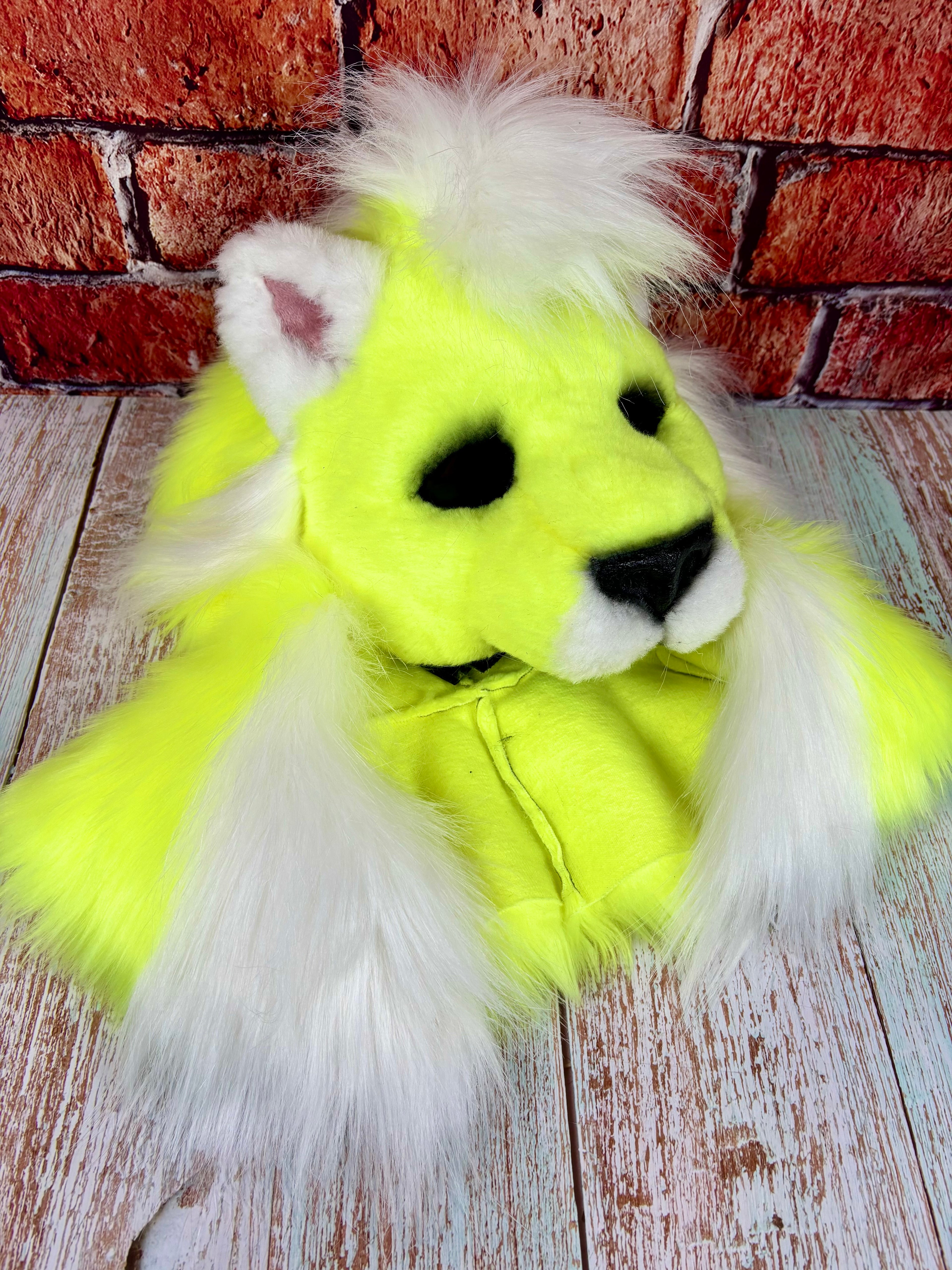 Therein/Bearskin LARP Mask & Tail Set - UV Yellow Cat