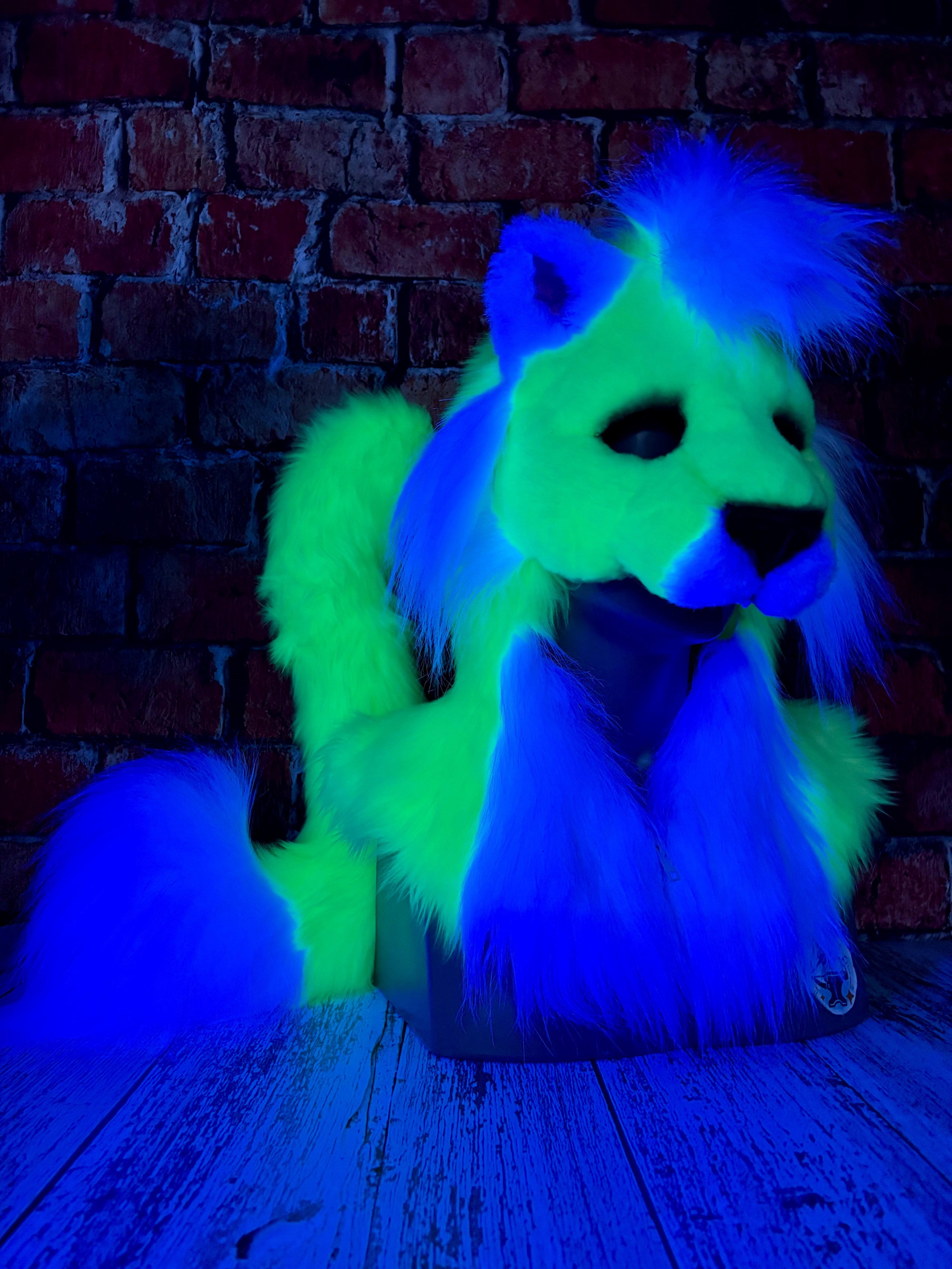 Therein/Bearskin LARP Mask & Tail Set - UV Yellow Cat