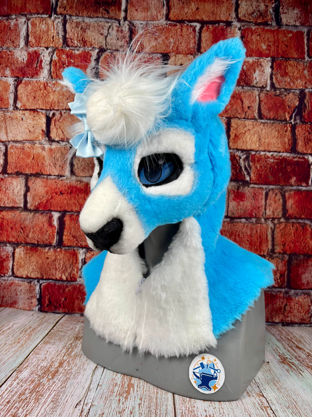 Therein/Bearskin LARP Mask & Tail Set - Blue Deer/Doe