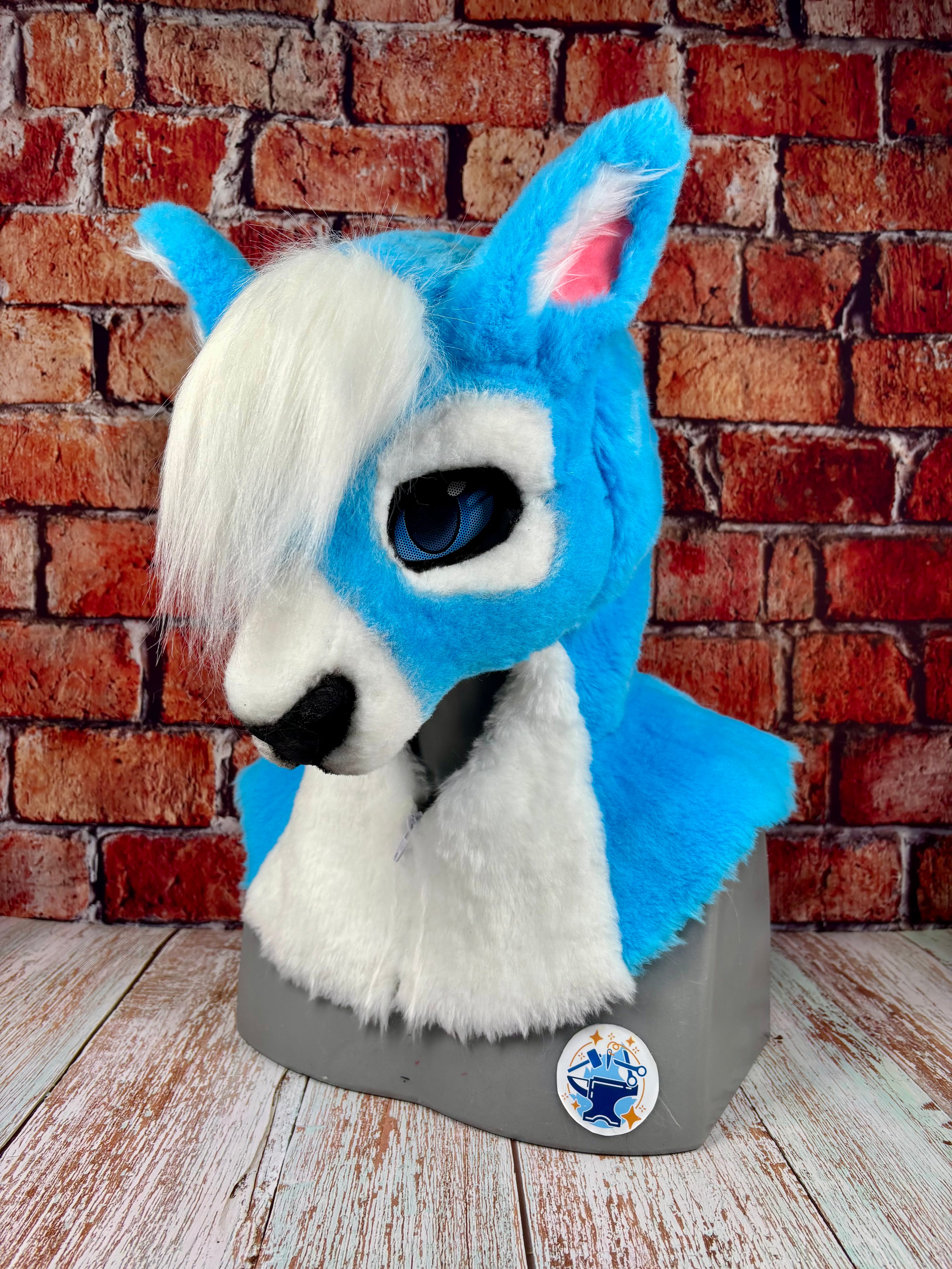 Therein/Bearskin LARP Mask & Tail Set - Blue Deer/Doe