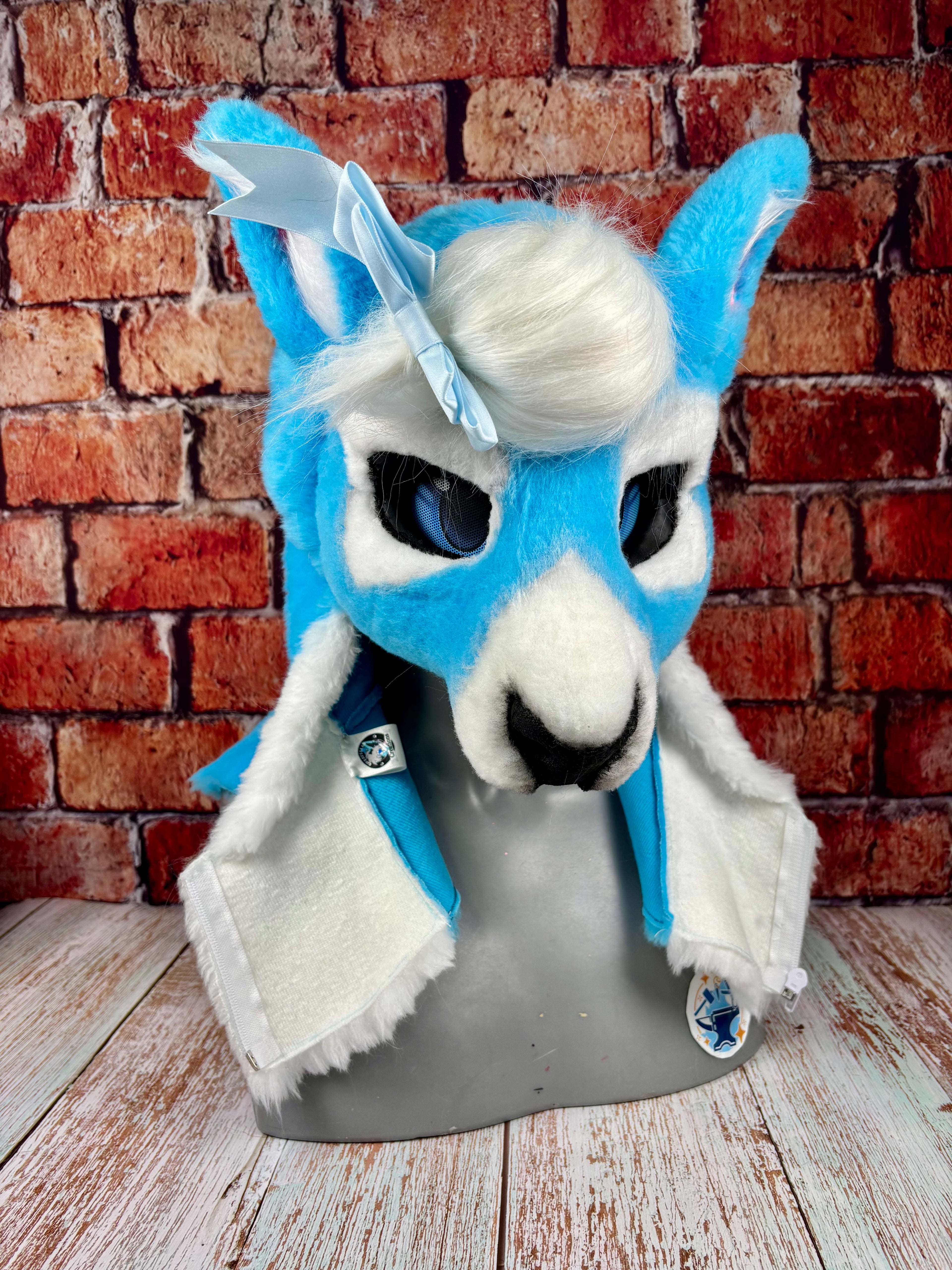 Therein/Bearskin LARP Mask & Tail Set - Blue Deer/Doe
