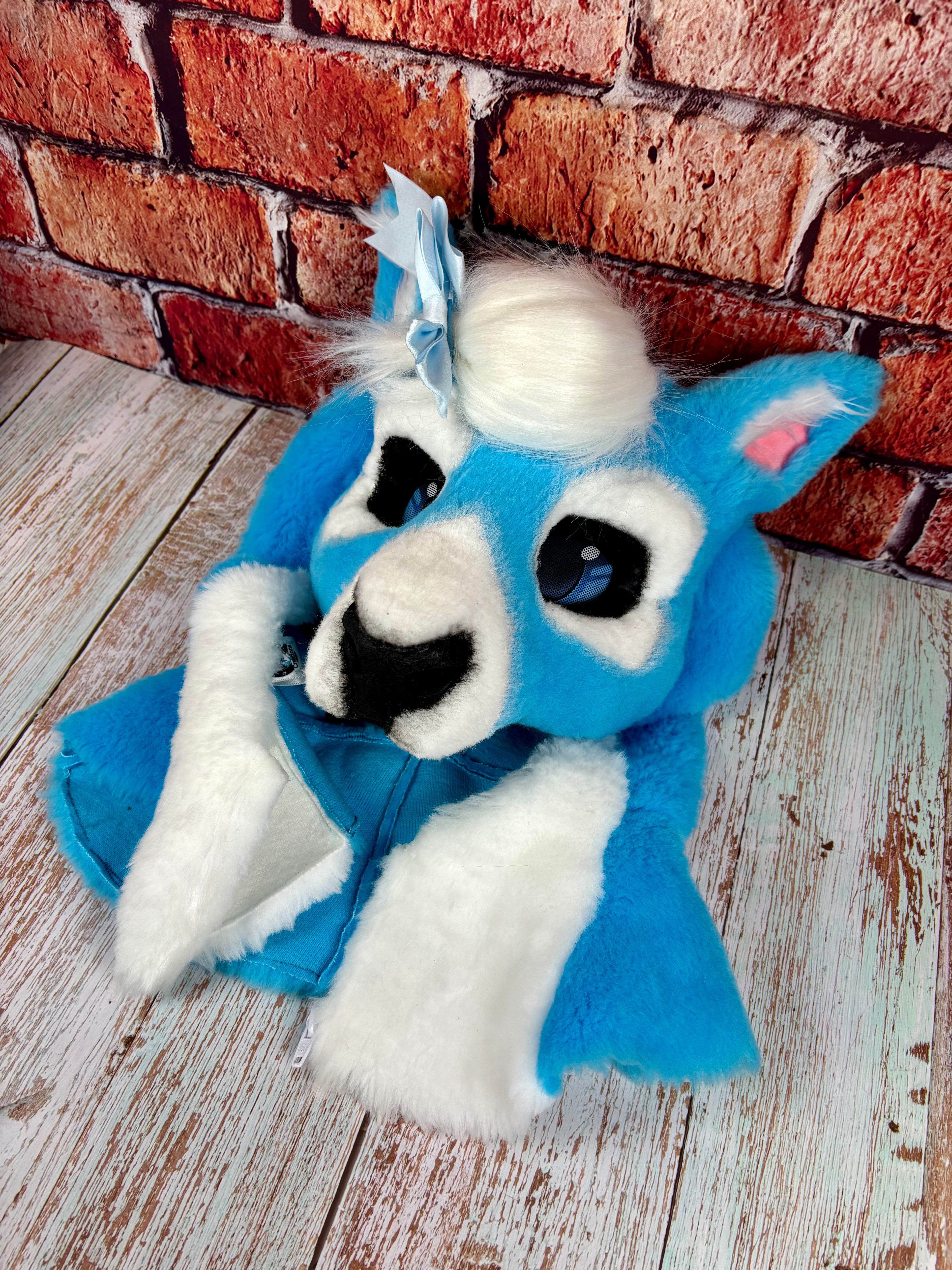 Therein/Bearskin LARP Mask & Tail Set - Blue Deer/Doe
