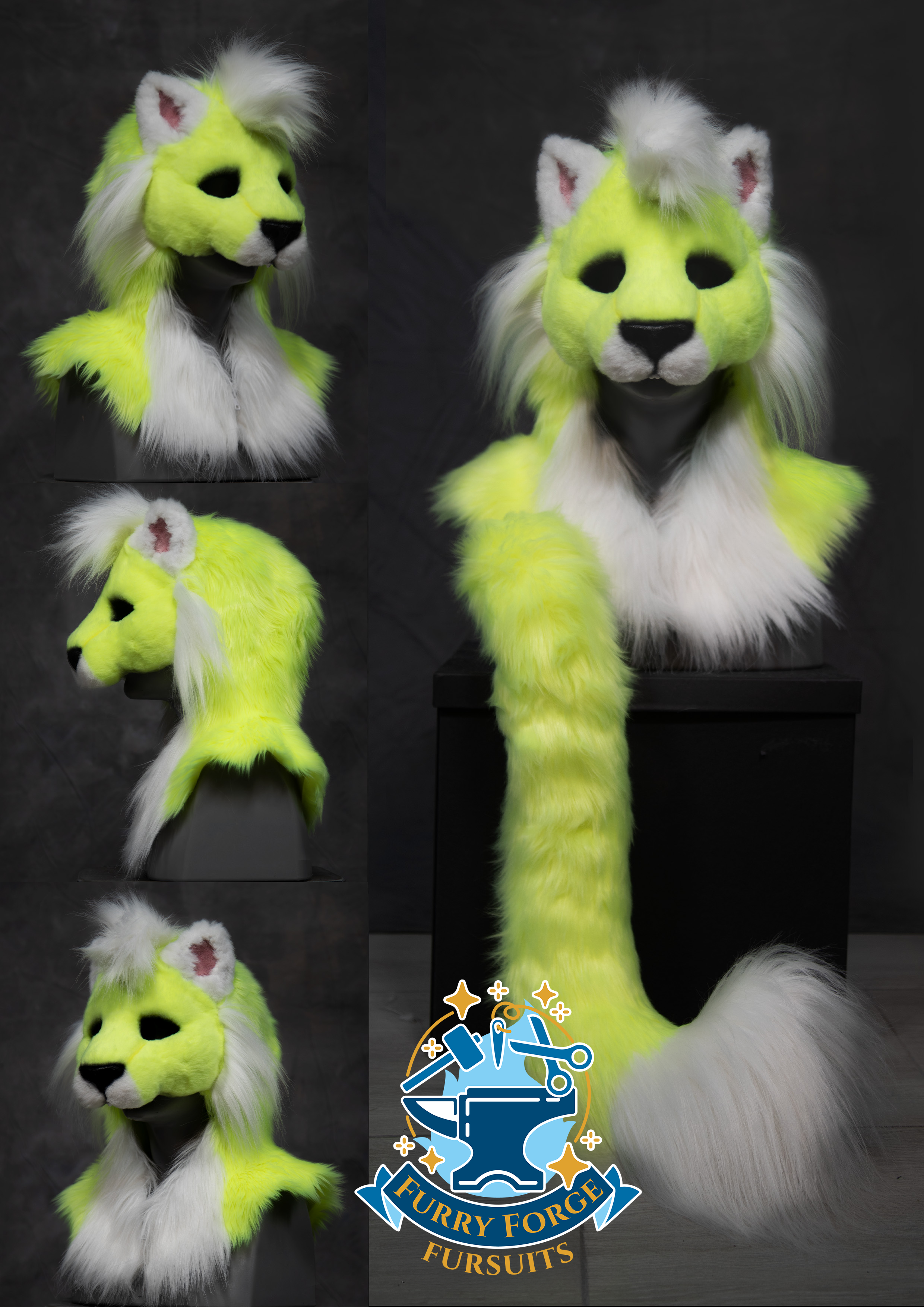Therein/Bearskin LARP Mask & Tail Set - UV Yellow Cat