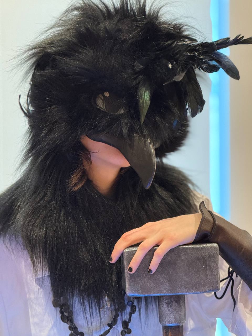 Therein/Bearskin LARP Mask & Tail Set - Blue Deer/Doe -  Crow/Raven